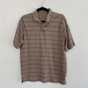 Roundtree & Yorke Brown striped preppy short sleeve polo shirt medium old money